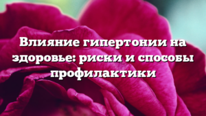 Влияние гипертонии на здоровье: риски и способы профилактики