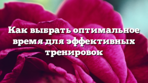 Как выбрать оптимальное время для эффективных тренировок
