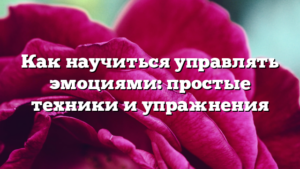 Как научиться управлять эмоциями: простые техники и упражнения