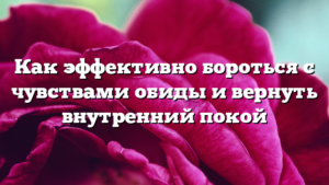 Как эффективно бороться с чувствами обиды и вернуть внутренний покой