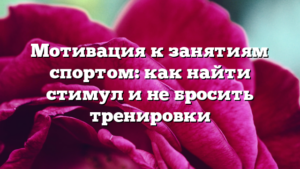 Мотивация к занятиям спортом: как найти стимул и не бросить тренировки