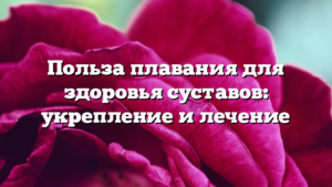 Польза плавания для здоровья суставов: укрепление и лечение
