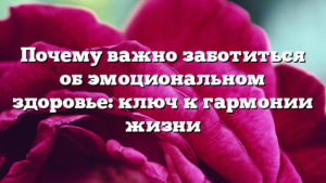 Почему важно заботиться об эмоциональном здоровье: ключ к гармонии жизни
