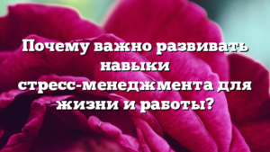 Почему важно развивать навыки стресс-менеджмента для жизни и работы?