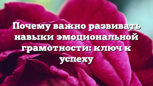 Почему важно развивать навыки эмоциональной грамотности: ключ к успеху