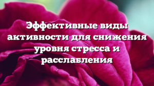 Эффективные виды активности для снижения уровня стресса и расслабления