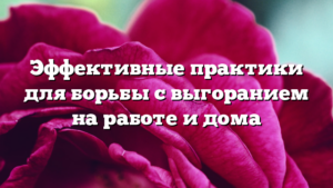 Эффективные практики для борьбы с выгоранием на работе и дома