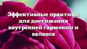 Эффективные практики для достижения внутренней гармонии и баланса